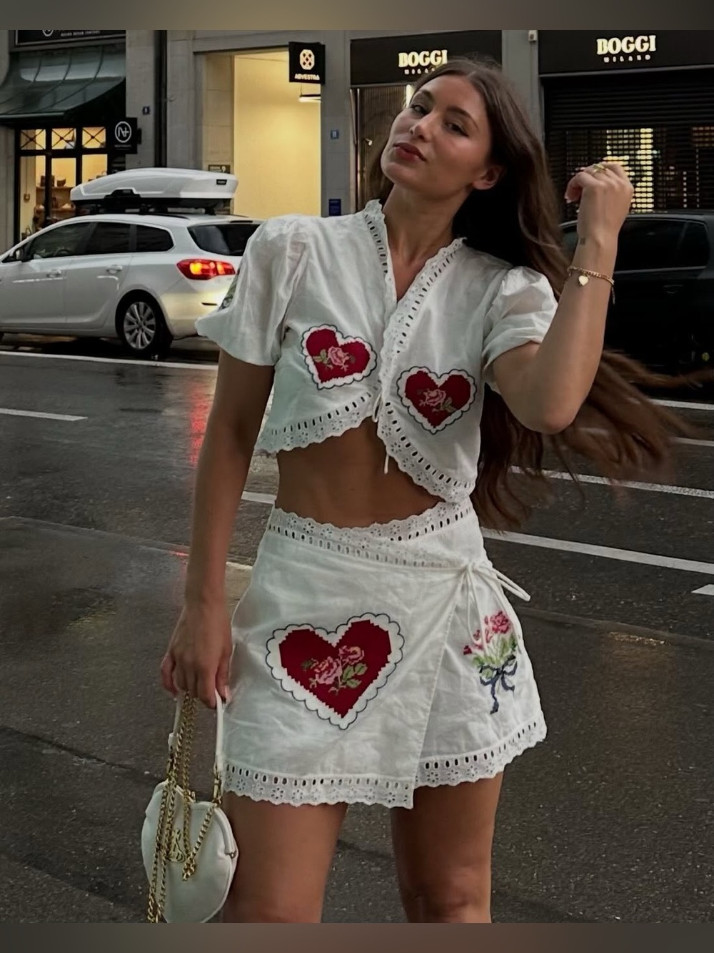 ❤️ Rare NWT For Love & Lemons Mi Amore Embroidered Set Size XS Top & Skirt - Picture 14 of 15